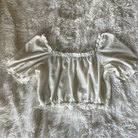 WOMENS CROPPED OFF SHOULDER PUFF SLEEVE BLOUSE /// H&M DIVIDED - Picture 3 of 4